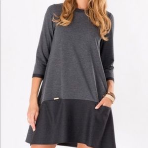 NWT Makadamia fall winter grey tunic shift dress s